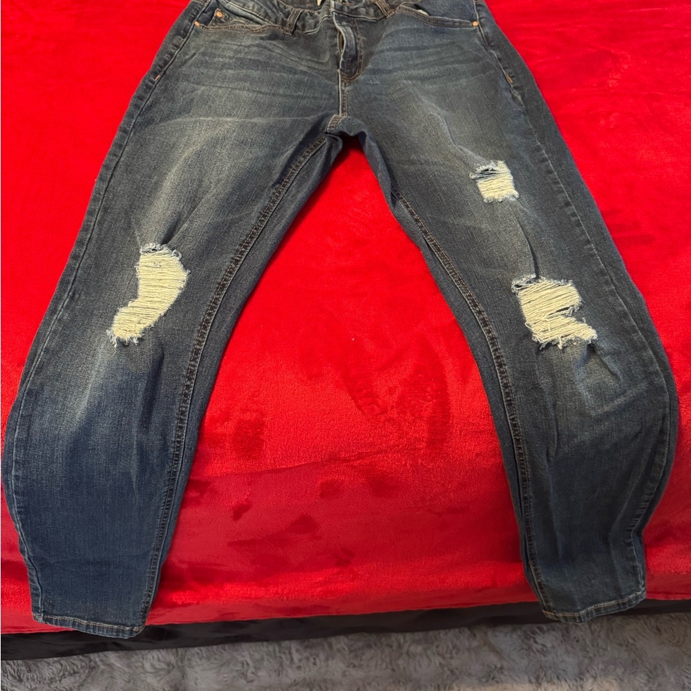 Distressed Blue Jeans